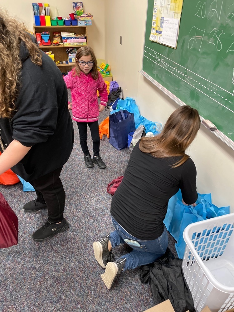 student watching staff count bags