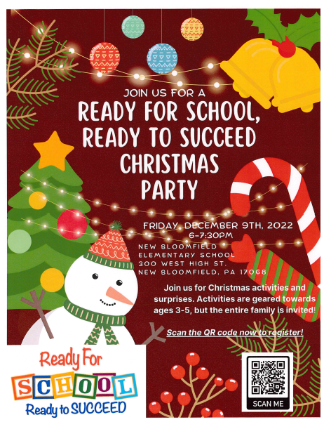 Ready for School, Ready to Succeed Christmas Party Flyer with snowman