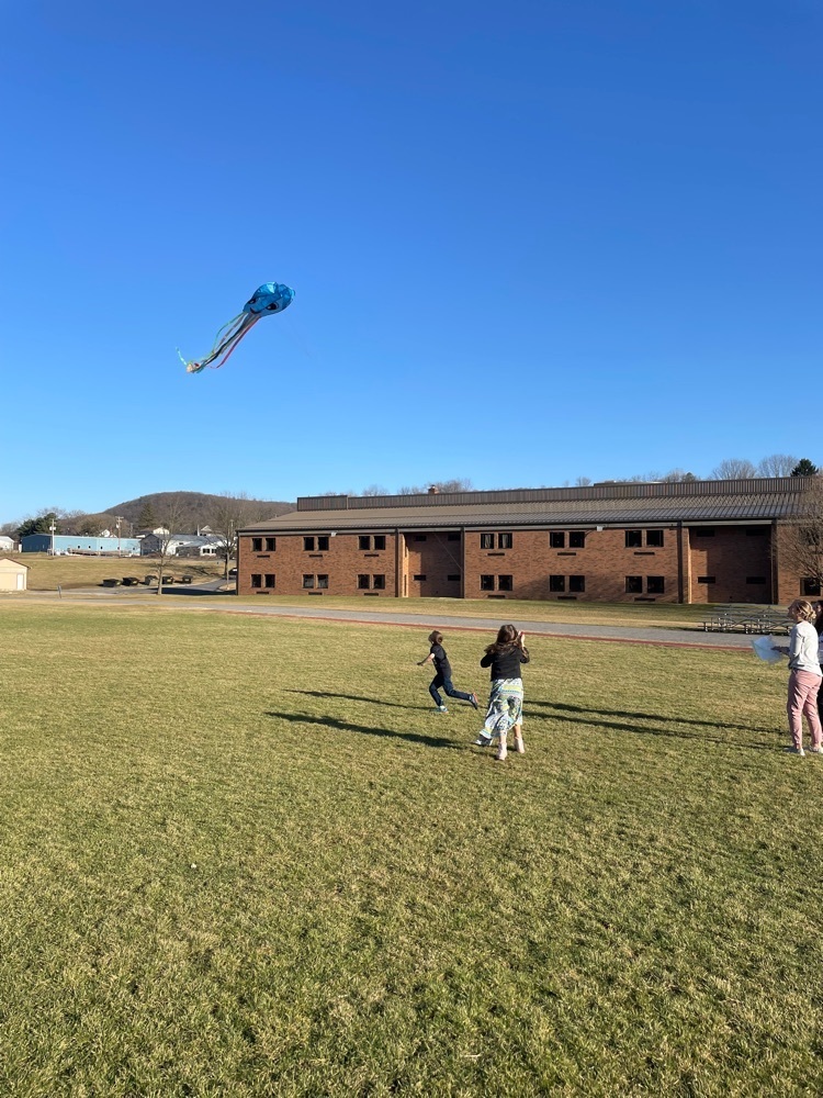 students flying kites